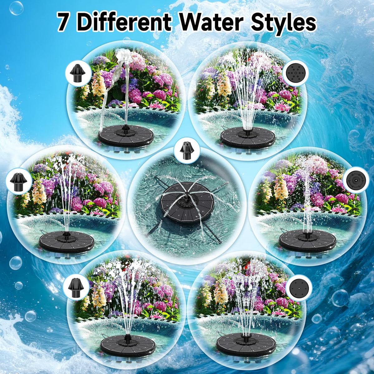 Yzert Solar Fountain includes filter sponges to reduce clogs and keep water clean.