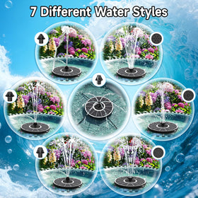 Yzert solar fountain includes filter sponges to prevent clogs.