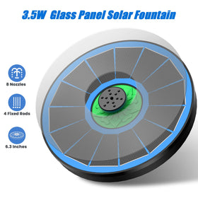 Yzert solar fountain fixed rods keep spray steady around the basin.