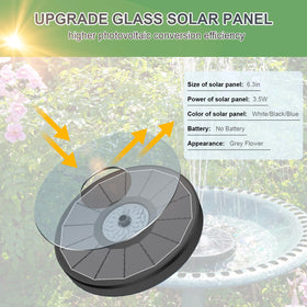 Yzert Solar Fountain flower design adds garden elegance and invites birds to bathe.