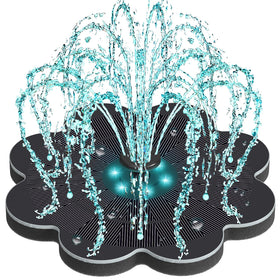 Yzert solar fountain with flower shape LEDs lighting a garden scene