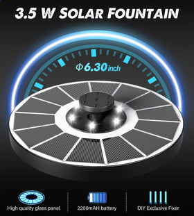 Yzert solar fountain four fixed rods stabilize placement around the pond