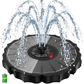 Yzert solar fountain glass flower overview in outdoor setting for a tranquil water feature.