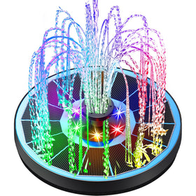 Yzert solar fountain with glass panel showing a bright, energy-efficient display