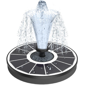 Yzert solar fountain with glass panel provides steady flow in direct sunlight.