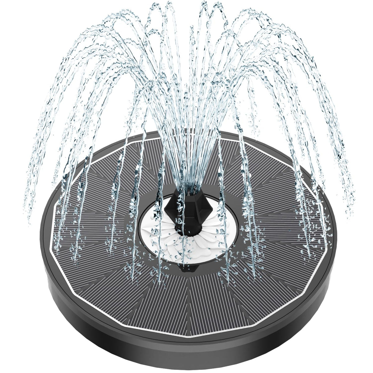 Yzert solar fountain with glass white flower panel enhances outdoor aesthetics.