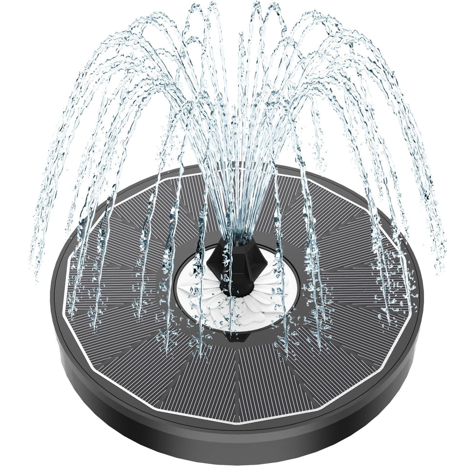Yzert solar fountain with glass white flower panel enhances outdoor aesthetics.