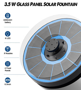Yzert solar fountain LED lights illuminating nighttime water spray