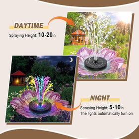 Yzert solar fountain with rotating RGB lights brightens midnight garden