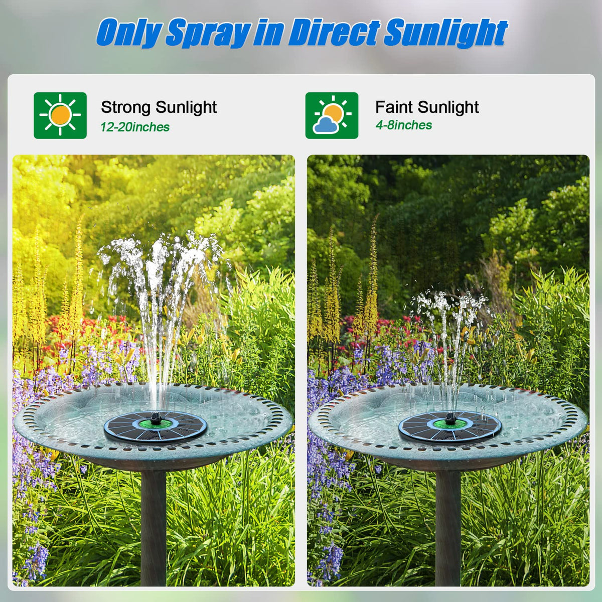 Yzert solar fountain seven-nozzle array offers customizable garden displays.