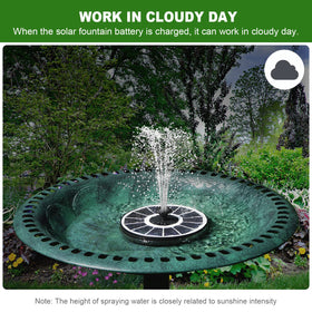 Yzert solar fountain with seven nozzles offering diverse spray styles for ponds and gardens