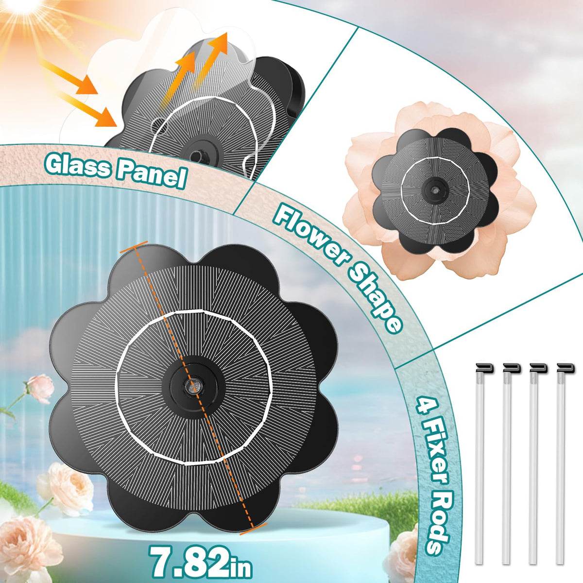 Yzert solar fountain adapts spray height to sunlight for dynamic displays