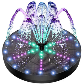 Yzert upgraded solar fountain birdbath with 60 LED lights for nighttime ambiance.