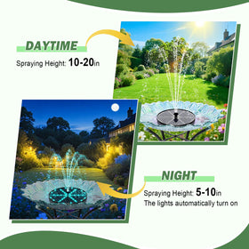 Yzert fountain with seven nozzles for customizable spray patterns.
