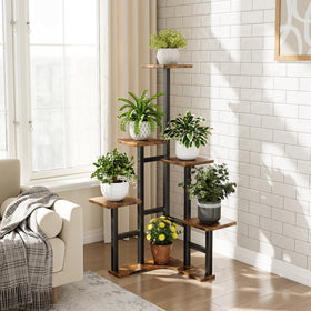 Yzosvki corner plant stand 6-tier side view highlights compact corner fit.