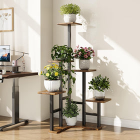 Yzosvki corner plant stand black metal frame provides sturdy support.