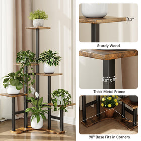 Yzosvki corner plant stand with plants demonstrates versatile decorative display.