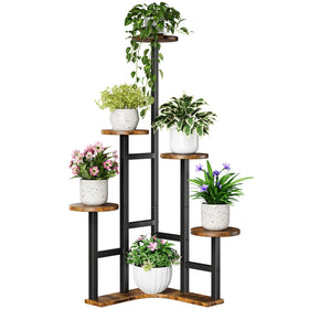 Yzosvki corner plant stand with six-tier display for organized indoor gardening.
