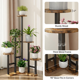 Yzosvki corner plant stand shown in a living room setup.