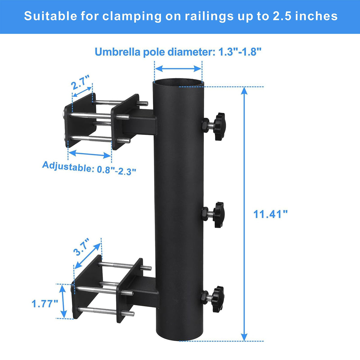 YZZHAJ deck umbrella mount with nail-on rail option for sturdy balcony shading.