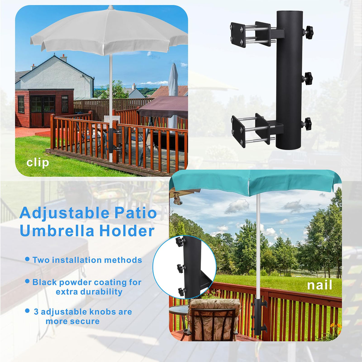 YZZHAJ outdoor mount for porches and railings, rust-proof and durable.