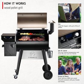 Z GRILLS 28‑lb hopper supports long cooks and easy flavor variety changes