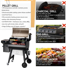 Z GRILLS LCD display and viewing window for heat and fuel monitoring without lifting the lid