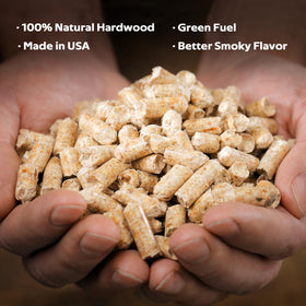 Close up of Z GRILLS Hickory pellets texture for consistent burn quality.