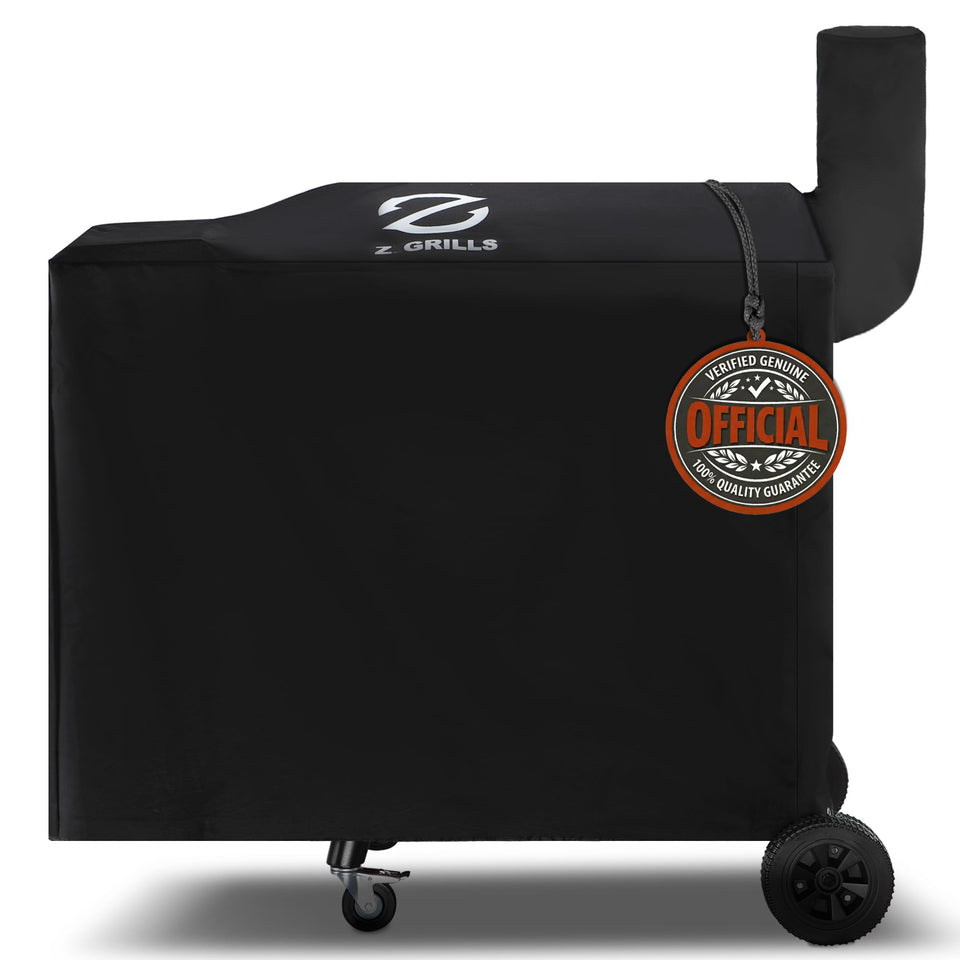 Z GRILLS 54-inch grill cover on a pellet grill provides weather protection.