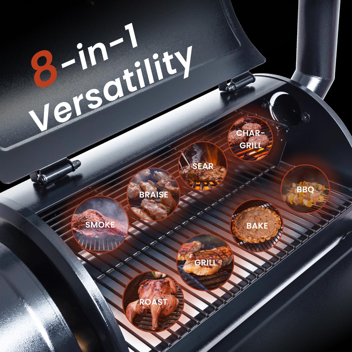 Z GRILLS ZPG-450A side shelf extended showing prep space for tools