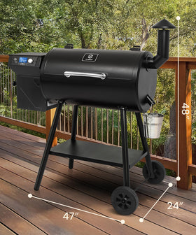 Z GRILLS ZPG-550B2 in-action searing and smoking as a centerpiece