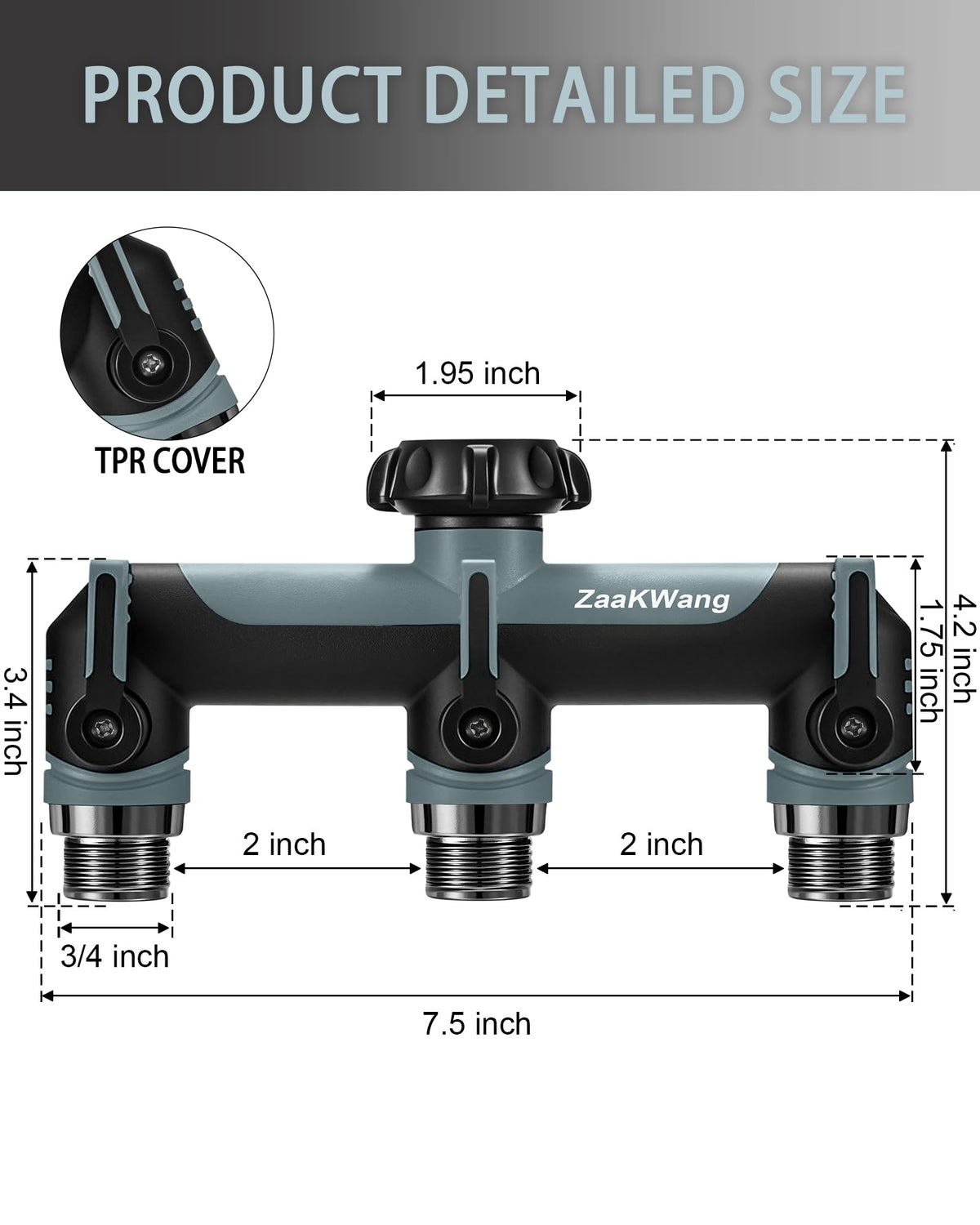 ZaakWang 360-degree rotating connector keeps hoses easily directed during setup.