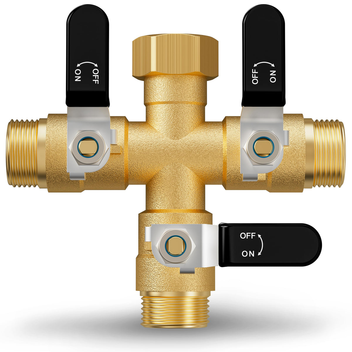 ZaakWang three-way brass garden hose splitter with sturdy construction.