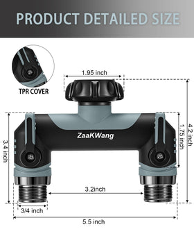 ZaakWang Garden Hose Splitter ergonomic handle close-up demonstrates easy grip with gloves.