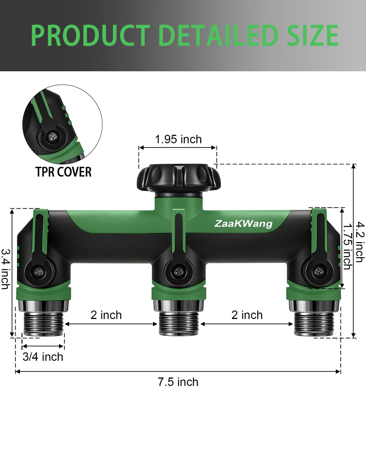 ZaakWang Garden Hose Splitter with a heavy-duty ABS body for long-lasting outdoor use.