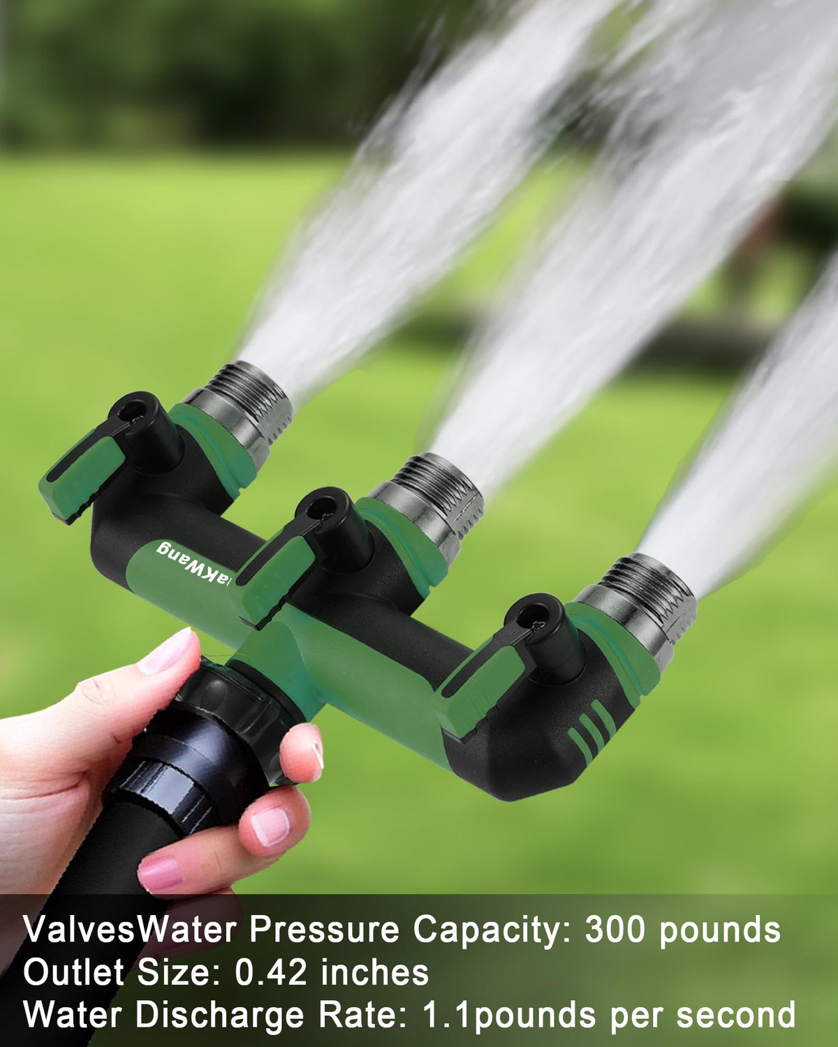 ZaakWang three outlets enabling independent control of sprinklers and hoses.