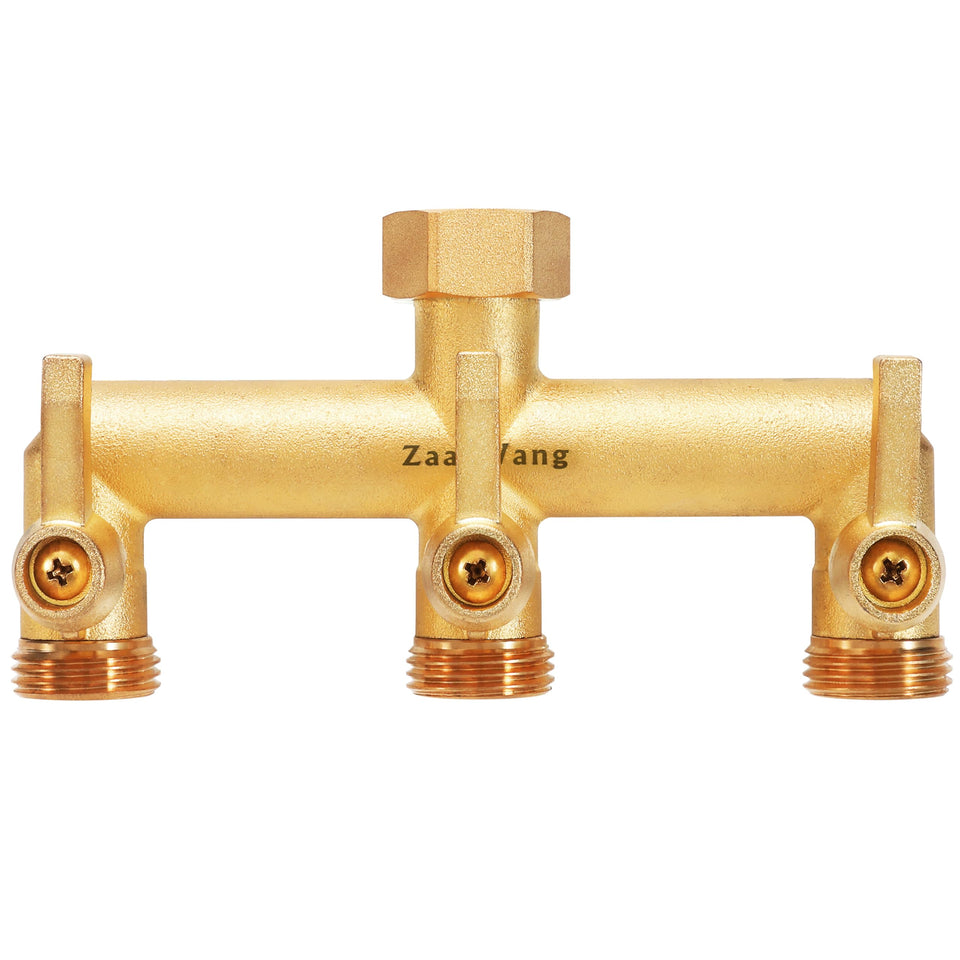 ZaakWang heavy duty brass 3-way hose splitter with shutoff valve for precise control