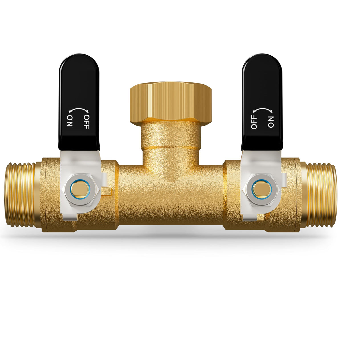 ZaakWang hose-splitter-2-way shows heavy-duty brass construction for durable outdoor watering.