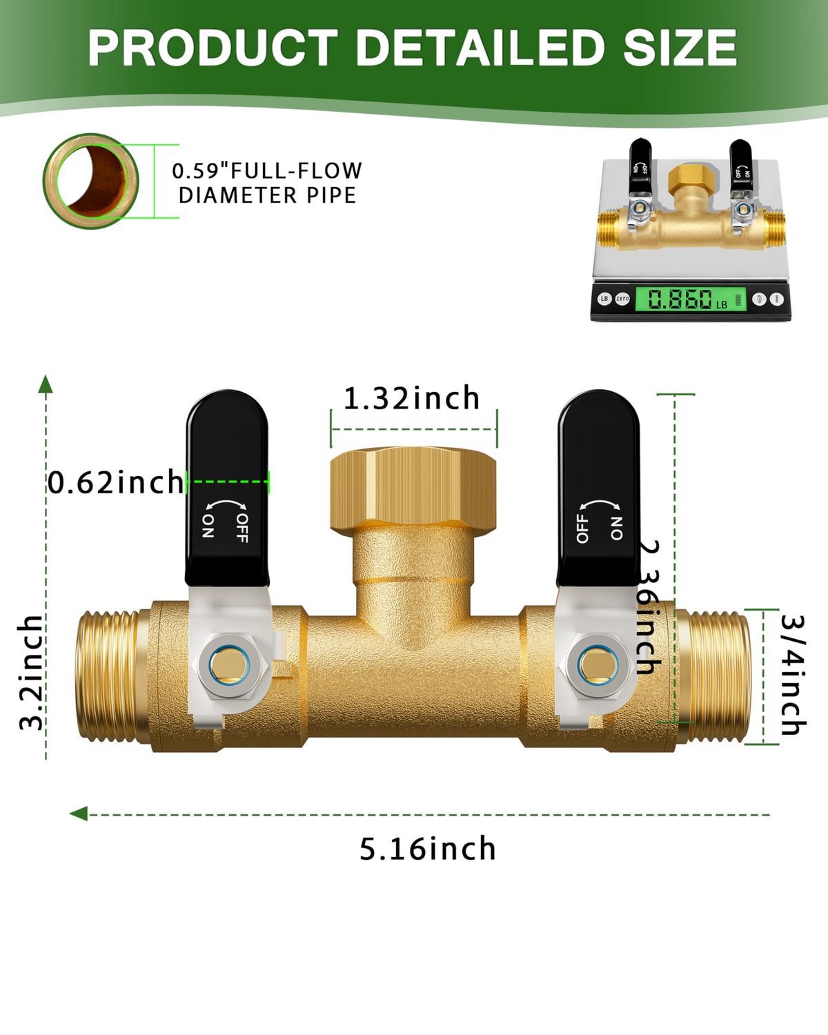 ZaakWang hose-splitter-ball-valve-0-59-inch-outlet highlights full-flow performance for efficient watering.
