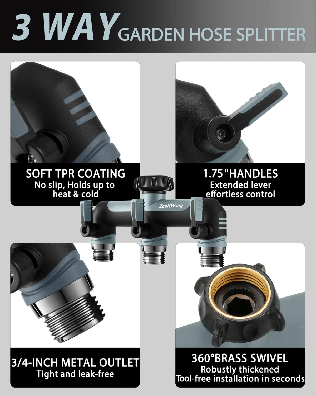 ZaakWang leak-proof outlets ensure reliable flow across three hoses.