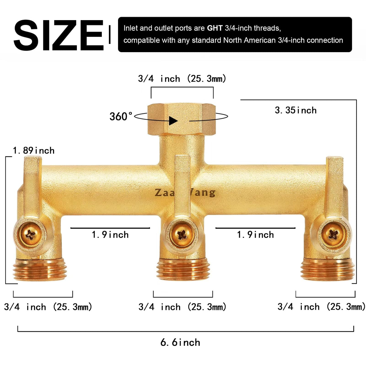 ZaakWang three-way water diverter enabling simultaneous garden watering