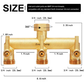 ZaakWang three-way water diverter enabling simultaneous garden watering