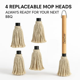 ZaanZeer replaceable cotton mop heads ensure fresh, flavorful basting with every cookout.