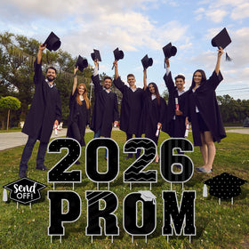 Zachely black and silver polka-dot sign for a stylish class of 2026 theme