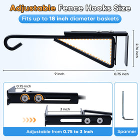 Zacool 4Pack fence hooks width range demonstrates fit for 0.75–3 inch fences.