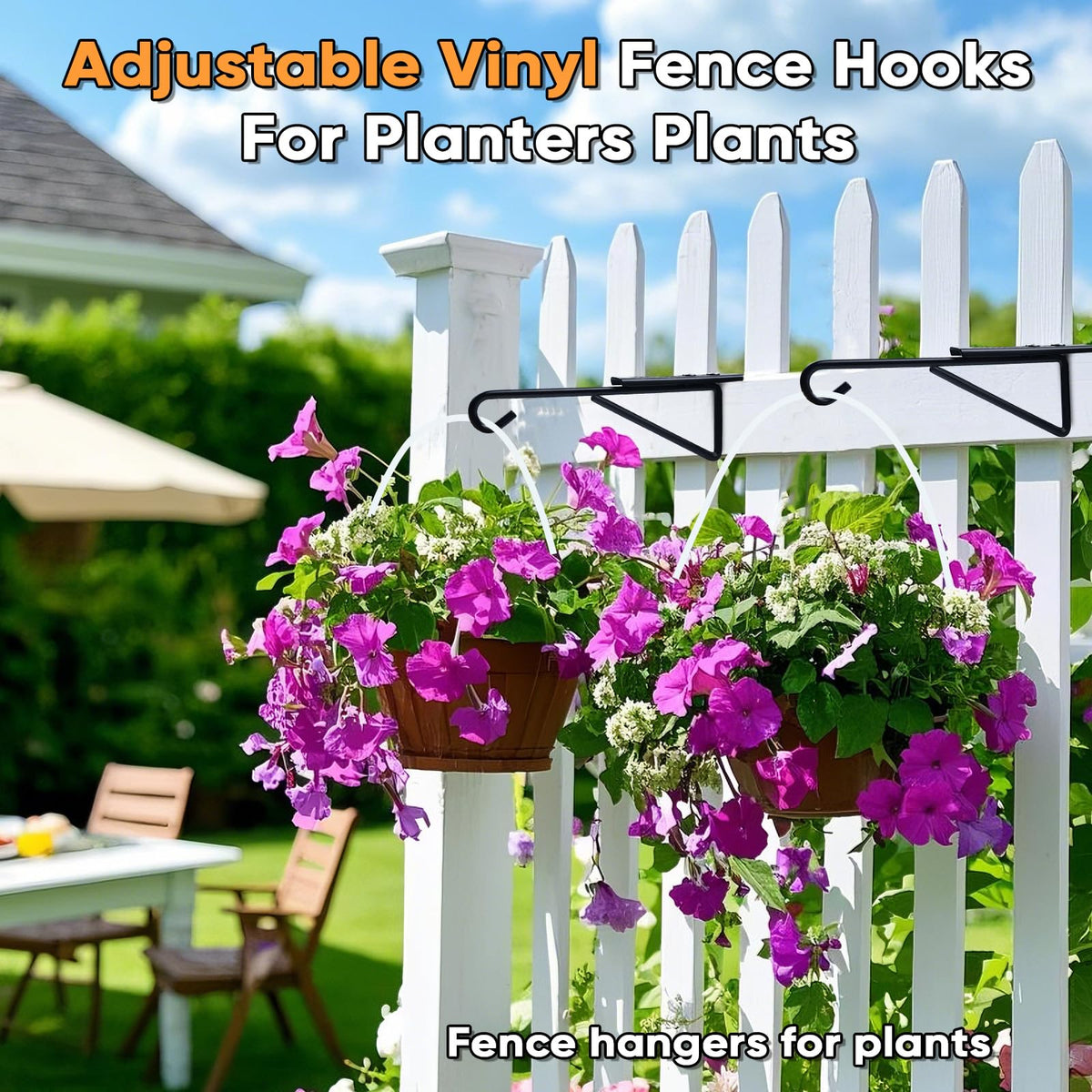 Zacool 4Pack outdoor garden setup along a fence with hooks.