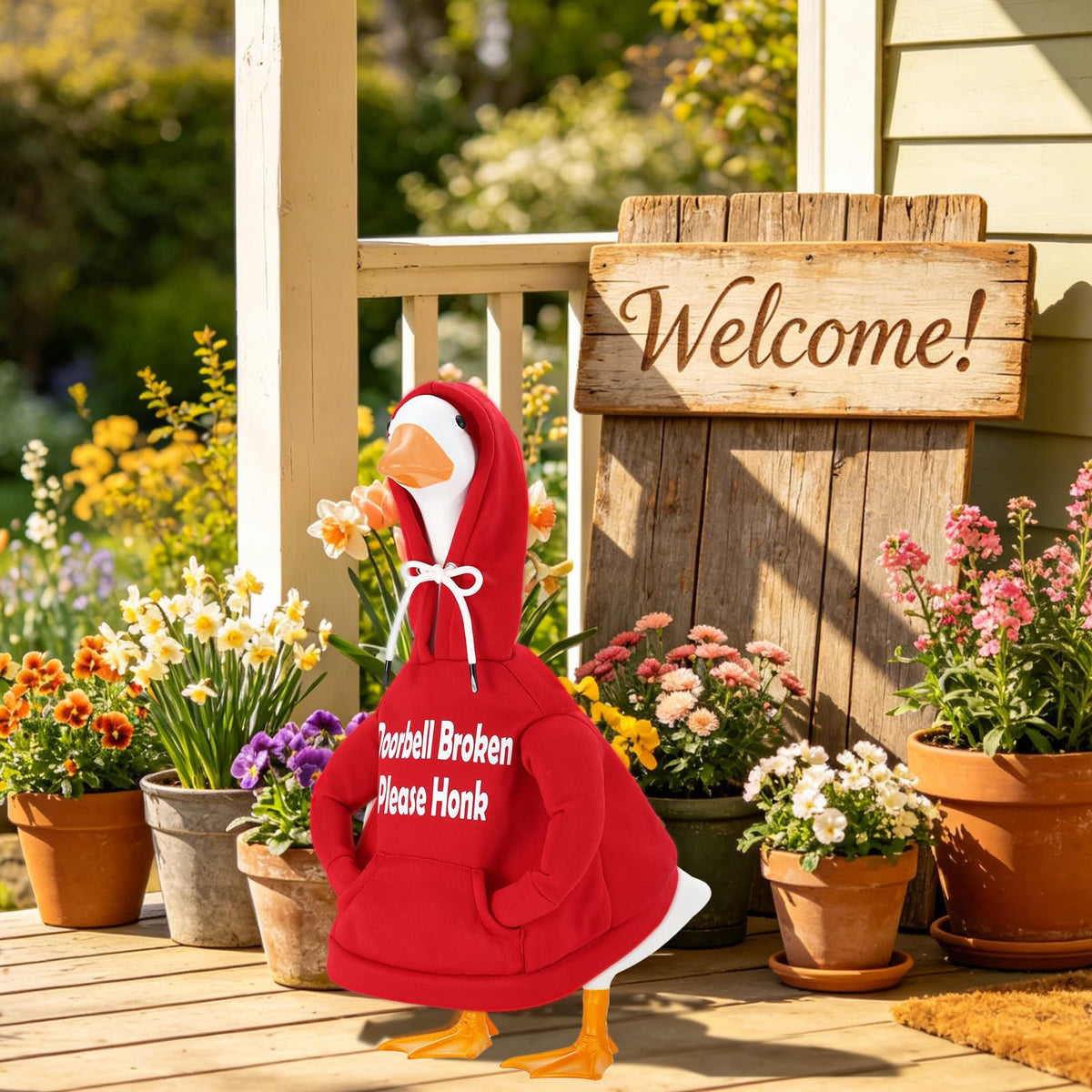 Zadoreck porch goose hoodie features a shaped hood and drawstring