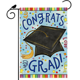 ZAEW Congrats Grad flag, 12x18 front view, vibrant outdoor decor.