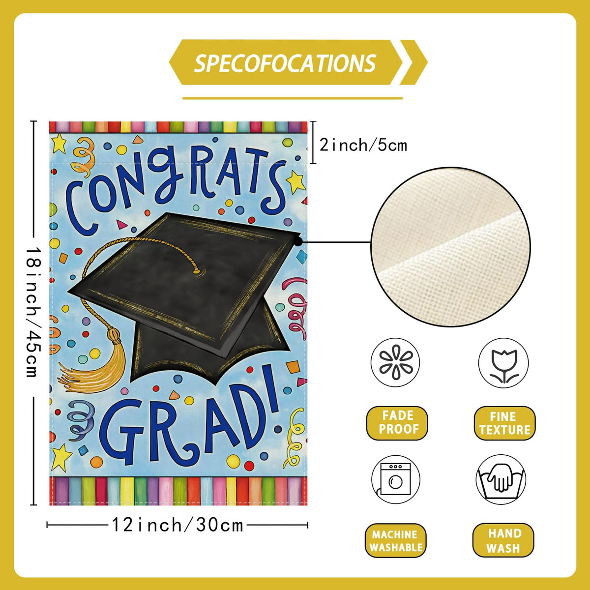ZAEW Congrats Grad flag yard decor for celebrations and events.