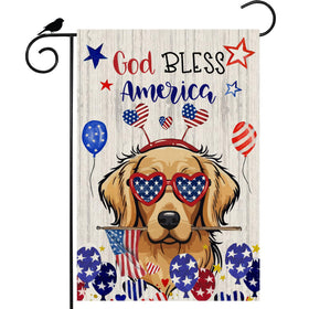 ZAEW God Bless America flag with dog balloons enhances outdoor patriotic curb appeal.